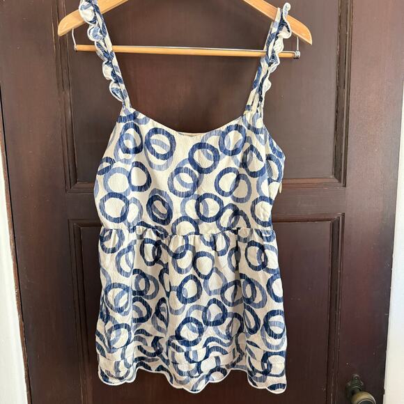 JUICY COUTURE | Y2K Vintage Hammered Silk Blue Circle Babydoll Top Size 6 - Picture 1 of 6